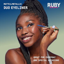 Load image into Gallery viewer, Ruby Kisses Waterproof Matte &amp; Metallic Duo Eyeliner- Rme04(green/blue)
