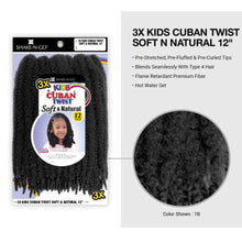 Load image into Gallery viewer, Shake N Go Crochet Braids 3x Kids Cuban Twist - Soft &amp; Natural 12&quot;
