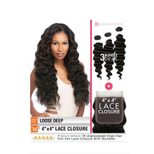 Load image into Gallery viewer, Sensationnel B&amp;N 4X4 Lace Closure Bundle Deal Loose Deep 16"18"20"
