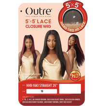 Load image into Gallery viewer, Outre Human Hair Blend 5x5 Lace Closure Wig - Hhb Yaki Straight 26&quot;
