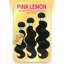 Load image into Gallery viewer, 15a Pink Lemon Unprocessed Virgin Remi Hair 3 Bundles - Body Wave
