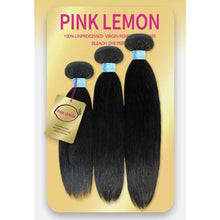 Load image into Gallery viewer, 15a Pink Lemon Unprocessed Virgin Remi Hair 3 Bundles - Straight 12"14"16"
