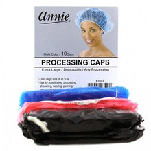 Load image into Gallery viewer, Annie 10 Pcs Processing/Conditioning/Shower Caps Extra Large Assorted #3553
