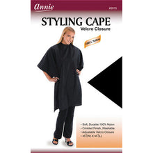 Load image into Gallery viewer, Annie Crinkled Finish Styling Cape 45&quot; X 55&quot; 100% Nylon Black #3915
