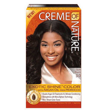 Load image into Gallery viewer, [Creme Of Nature] Argan Oil Exotic Shine Permanent Hair Color Dye Soft Black 3.0
