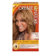 Load image into Gallery viewer, [Creme Of Nature] Argan Oil Exotic Shine Hair Color Dye Light Caramel Brown 9.2
