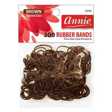 Load image into Gallery viewer, Annie 300 Rubber Bands Brown Assorted Size #3154 Elastic Hair Tie
