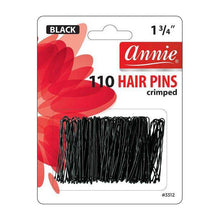 Load image into Gallery viewer, Annie 110 Pcs Hair Pins 1 3/4&quot; Black #3312 Ball Tipped Crimped U-Shape
