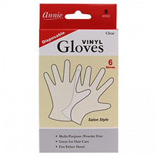 Load image into Gallery viewer, Annie Disposable Vinyl Gloves Powder Free 6 Count Clear Salon Style [#3835 Small]

