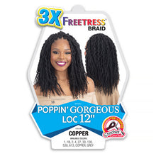 Load image into Gallery viewer, Shake N Go Freetress Crochet Braids 3x Poppin&#39; Gorgeous Loc 12&quot;
