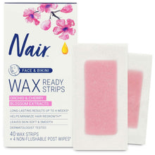 Load image into Gallery viewer, Nair Hair Remover Face &amp; Bikini Wax Ready Strips 40 Counts
