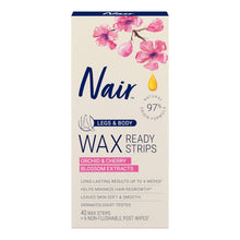 Load image into Gallery viewer, Nair Hair Remover Legs &amp; Body Wax Ready Strips 40 Counts

