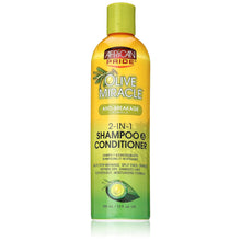 Load image into Gallery viewer, [African Pride] Olive Miracle Anti-Breakage 2-In-1 Shampoo &amp; Conditioner 12Oz
